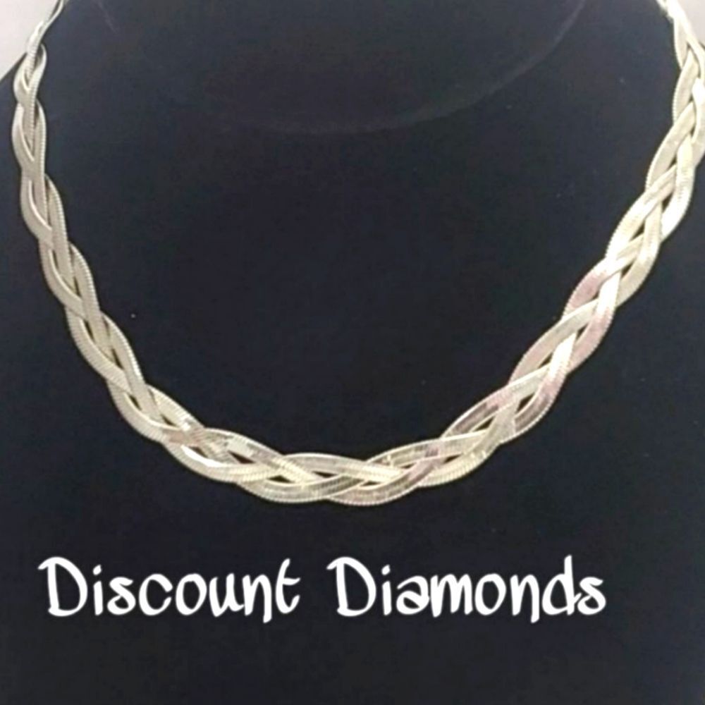 18K White Gold Titanium 3 Strand Blade Choker / Necklace